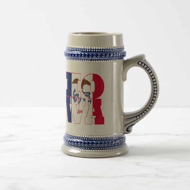 Iowa state flag text beer stein (Right)