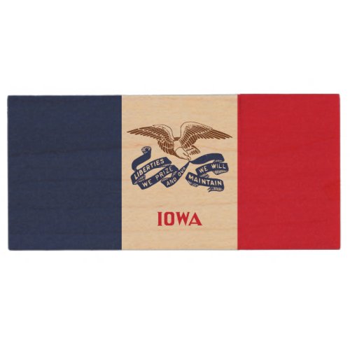 Iowa State Flag Wood Flash Drive