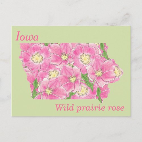 Iowa State Flower Collage Map Postcard
