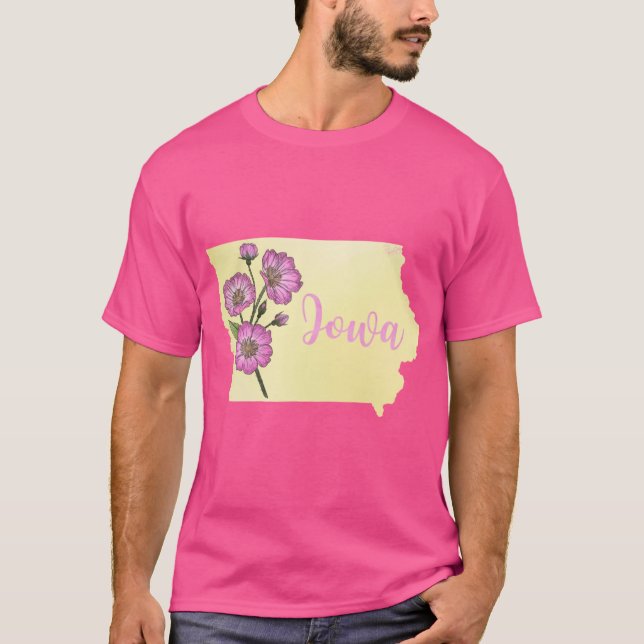 Iowa State Flower Wild Roses Oversized T-Shirt (Front)