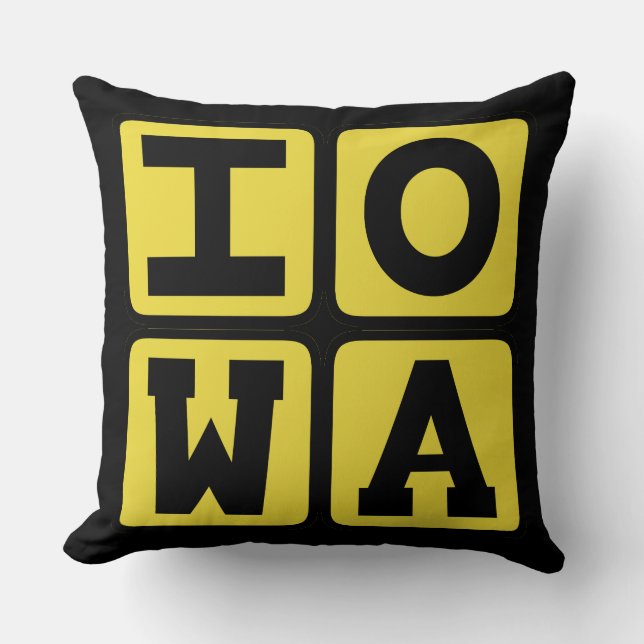 IOWA State Iowan Hawkeye Des Moines Cedar Rapids Throw Pillow (Front)