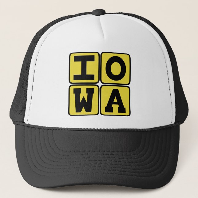 IOWA State Iowan Hawkeye Des Moines Cedar Rapids Trucker Hat (Front)