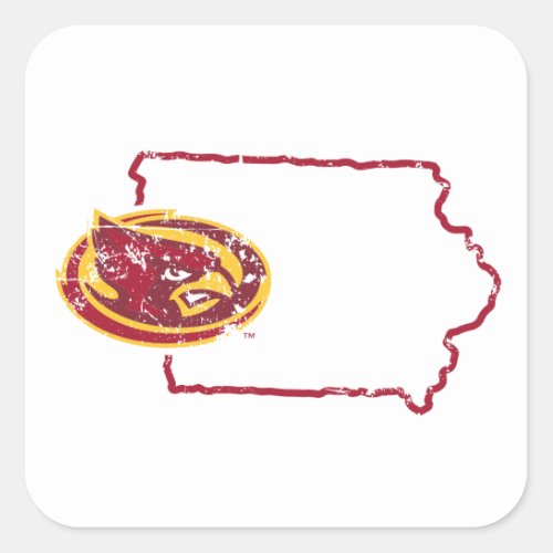 Iowa State Logo Distressed Square Sticker