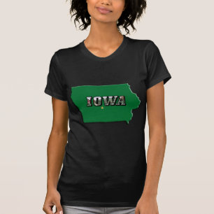 Iowa State Map Green Outline & Photo Text Women's T-Shirt