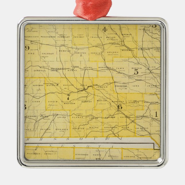 Iowa State Maps Metal Ornament (Front)