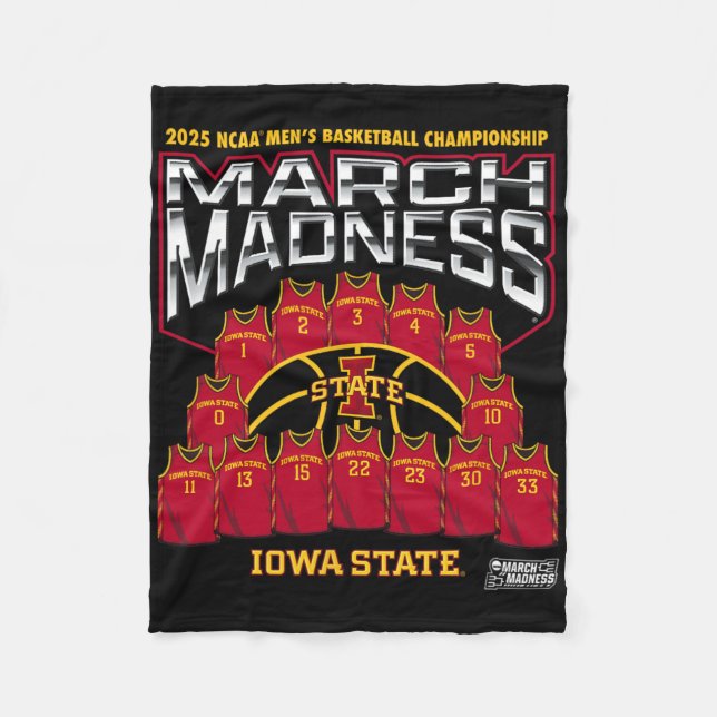 Iowa State March Madness 2025 Men's Sketll Nil  Fleece Blanket (Front)