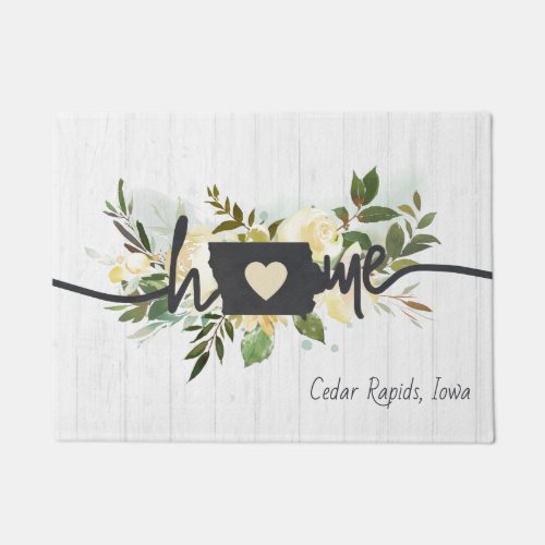 Iowa State Personalized Your Home City Rustic Chic Doormat