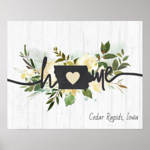 Iowa State Personalized Your Home City Rustic Chic Poster