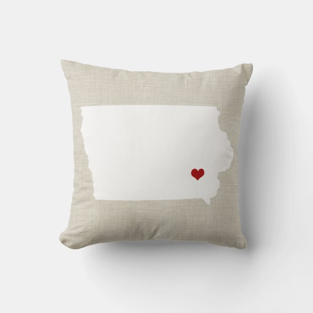Iowa State Pillow Faux Linen Personalized (Front)