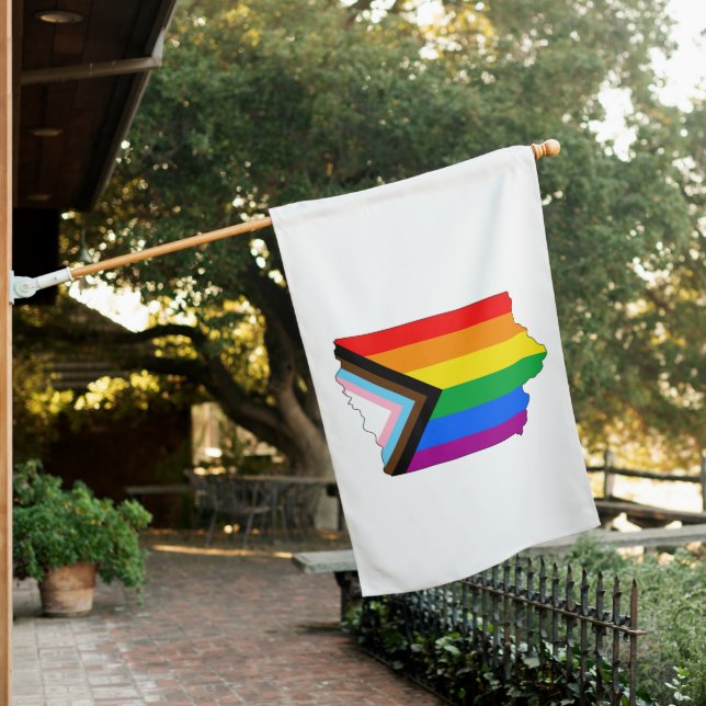 Iowa State Pride LGBTQ Progress Pride House Flag (In SItu)
