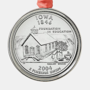 Iowa State Quarter Metal Ornament