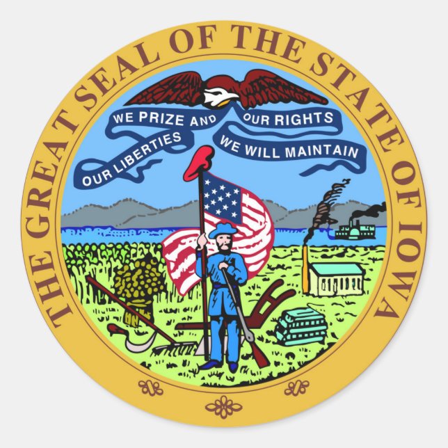 Iowa state seal america republic symbol flag (Front)