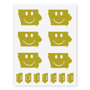 Iowa State Shape Smiley Face Temporary Tattoos
