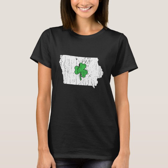Iowa State St Patrick S Day Iowa Green Shamrock T-Shirt (Front)