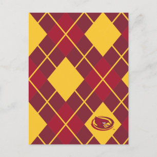 Iowa State University Cardinal Argyle Pattern Postcard