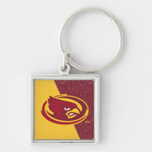 Iowa State University Distressed Block Design Keychain