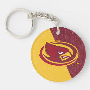 Iowa State University Distressed Block Design Keychain