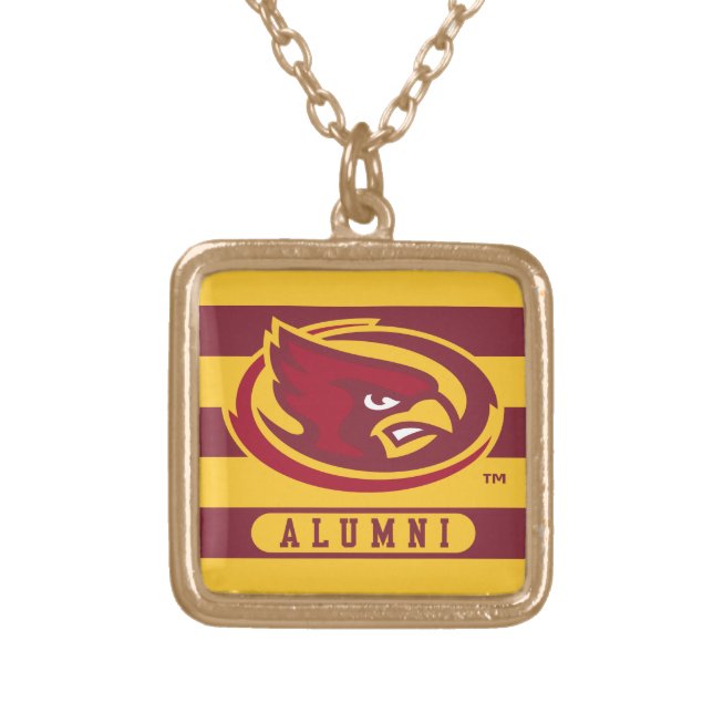 Iowa State University | Iowa Logo Alumni Stripes Gold Plated Necklace (Front)