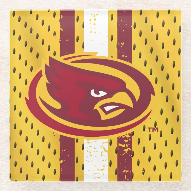 Iowa State University | Iowa Logo Jersey Pattern Glass Coaster (Front)