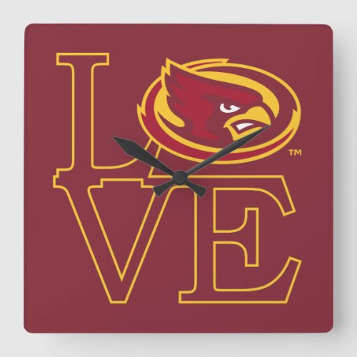 Iowa State University  Iowa Love Logo Square Wall Clock