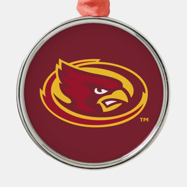 Iowa State University | Iowa State Cardinal Logo Metal Ornament (Front)