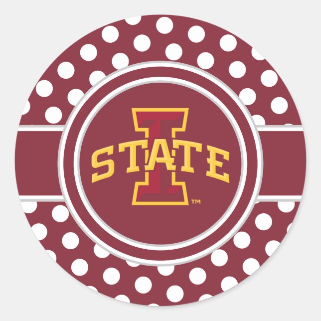 Iowa State University | ISU Polka Dot Pattern Classic Round Sticker (Front)