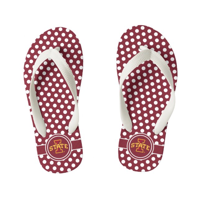 Iowa State University | ISU Polka Dot Pattern Kid's Flip Flops (Footbed)