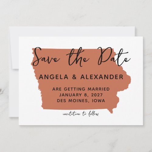 Iowa Terracotta Wedding Save The Date