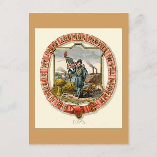 Iowa The State Arms  1876 Postcard