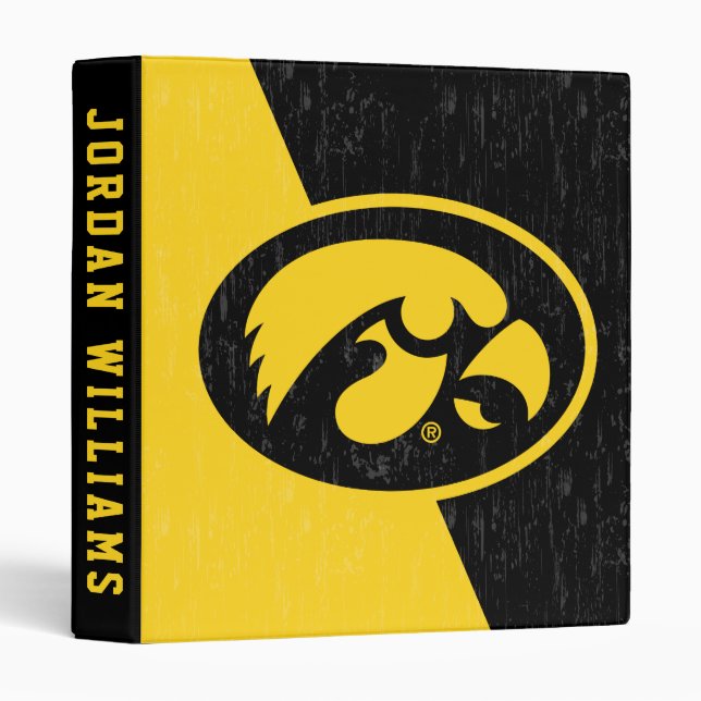 Iowa Tigerhawk Distressed 3 Ring Binder (Front/Spine)