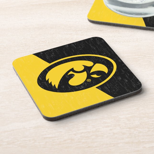 Iowa Tigerhawk Distressed Beverage Coaster (Left Side)