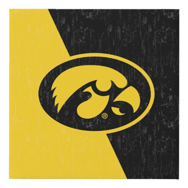 Iowa Tigerhawk Distressed Faux Canvas Print (Front)