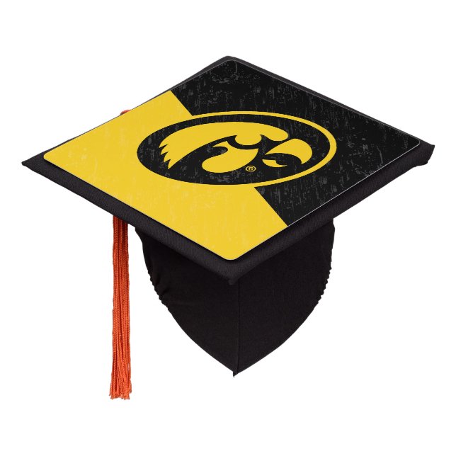Iowa Tigerhawk Distressed Graduation Cap Topper (Angled)