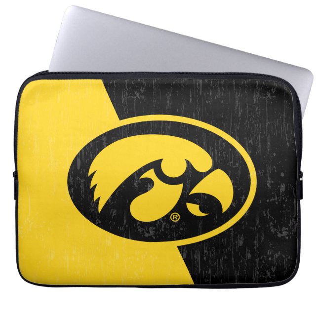 Iowa Tigerhawk Distressed Laptop Sleeve (Front)