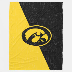 Iowa Tigerhawk Distressed Pattern Fleece Blanket