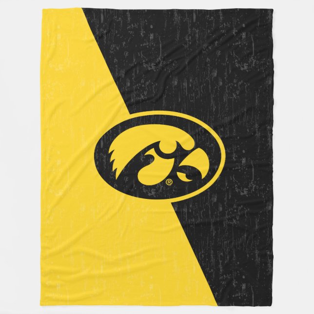 Iowa Tigerhawk | Distressed Pattern Fleece Blanket (Front)