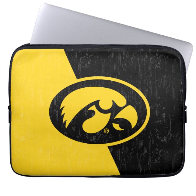 Iowa Tigerhawk | Distressed Pattern Laptop Sleeve (Front)
