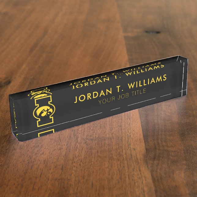 Iowa Tigerhawk | Logotype Desk Name Plate (Side)