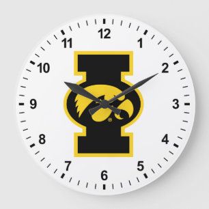 Iowa Tigerhawk Logotype Large Clock