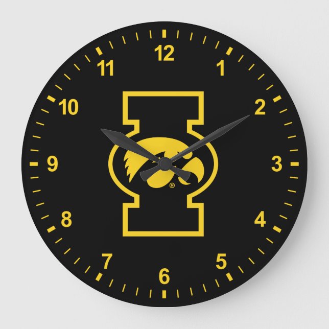 Iowa Tigerhawk | Logotype Large Clock (Front)