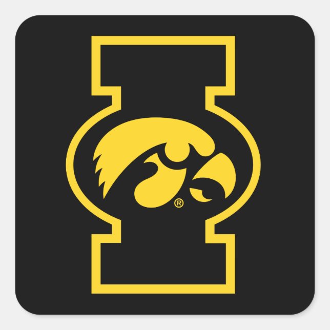 Iowa Tigerhawk | Logotype Square Sticker (Front)
