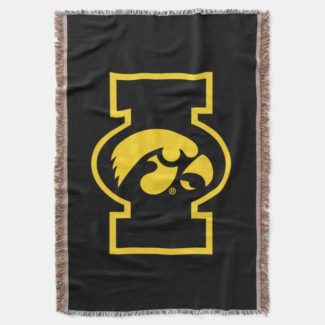 Iowa Tigerhawk | Logotype Throw Blanket (Front Vertical)