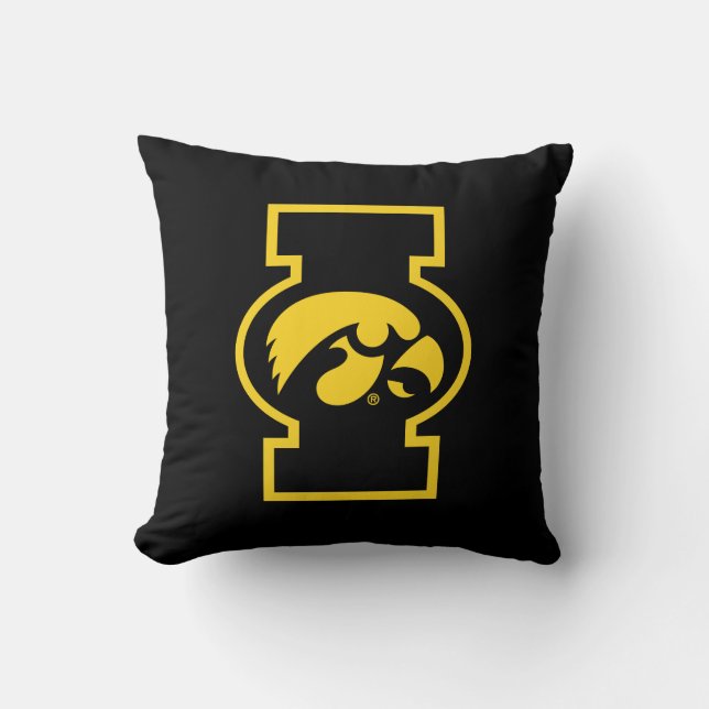 Iowa Tigerhawk | Logotype Throw Pillow (Front)