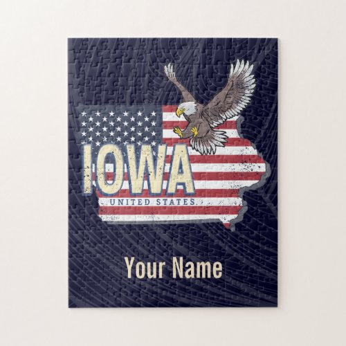 Iowa United States Retro State Map Vintage USA Jigsaw Puzzle