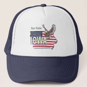 Iowa United States Retro State Map Vintage USA Trucker Hat