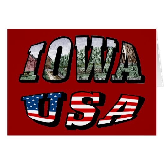 Iowa USA Flag & State Photo Text (Front Horizontal)