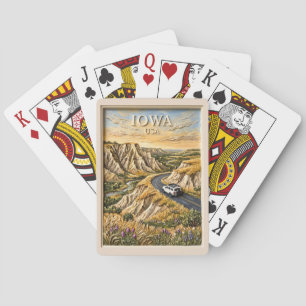 Iowa USA Road Trip Vintage Loess Hills Nature Art Poker Cards