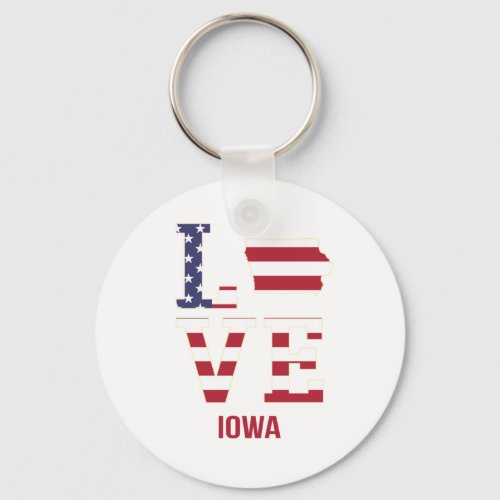 Iowa USA State Love Keychain