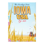 Iowa USA "The Hawkeye State"Cartoon travel poster. Canvas Print