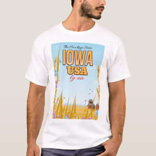 Iowa USA "The Hawkeye State"Cartoon travel poster. T-Shirt